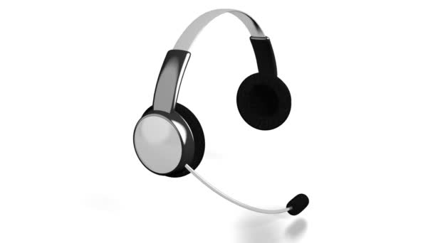 Headset Headphones White Background — Stock Video