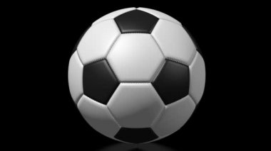 3D futbol / futbol topu siyah arka plan üzerine.