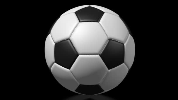 Soccer Football Ball Black Background — Stock Video