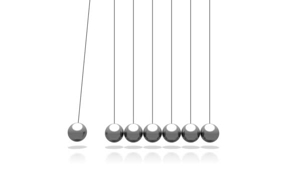 Pendulum Newton Cradle White Background Great Topics Time Impact Etc — Wideo stockowe