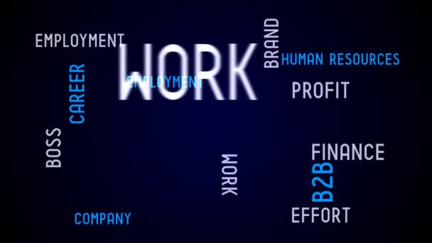 Work Typography Animation Black Background — 图库视频影像