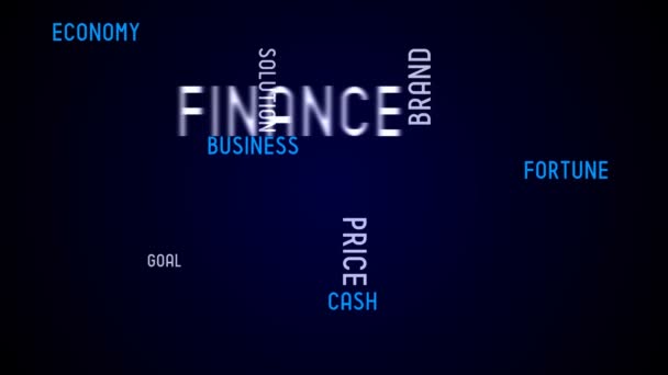 Finanzas Tipografía Animación Fondo Negro — Vídeo de stock