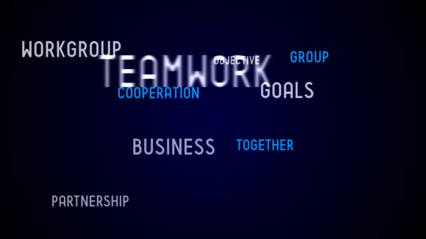 Teamwork Typografie Animation Schwarzer Hintergrund — Stockvideo