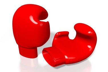 3D kırmızı boks eldivenleri - beyaz arka plan üzerinde izole