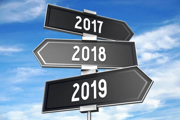 Conceito Ano Novo 2019 Signpost — Fotografia de Stock