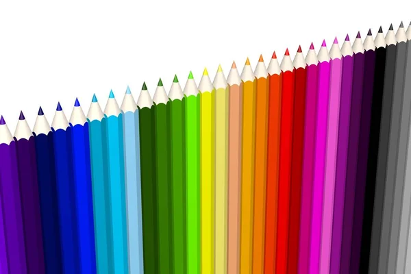 Lápices Madera Lápices Colores Volver Concepto Escuela —  Fotos de Stock