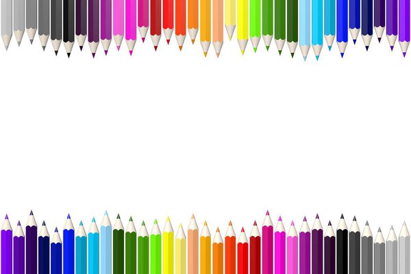 3D красочные деревянные карандаши / карандаши - вернуться к школьной концепции
