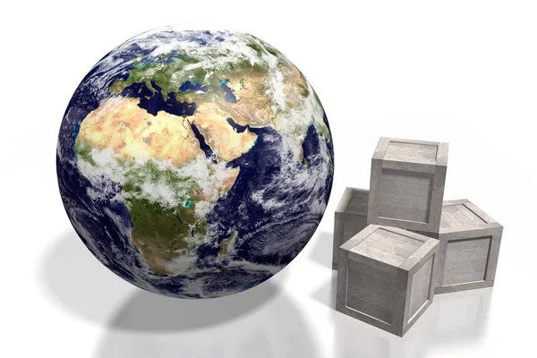Aarde Houten Kisten Groot Voor Onderwerpen Als Vracht Cargo Transport — Stockfoto