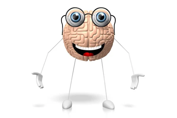 Персонаж Мультфільму Мозку Ізольований Білому Тлі — стокове фото