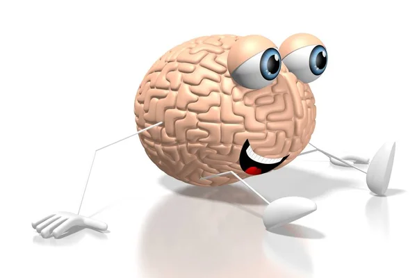 Brain Cartoon Character Isolated White Background — Stock Photo, Image