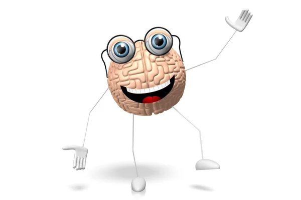 Brain Cartoon Character Isolated White Background — Stock Photo, Image