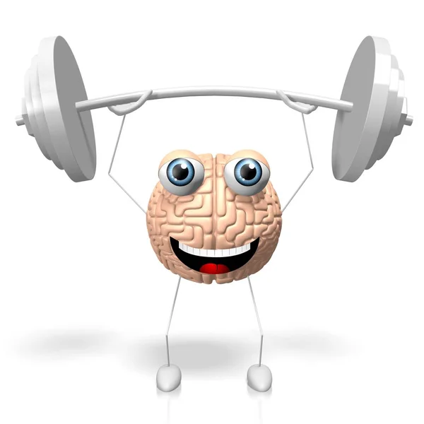 Brain Cartoon Character Weights Concept Great Topics Being Smart Education — Stock Photo, Image