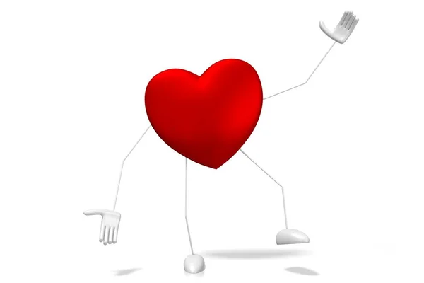 Heart Cartoon Character Isolated White Background — Stock Photo, Image