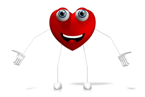 Heart Cartoon Character Isolated White Background — Stock Photo, Image