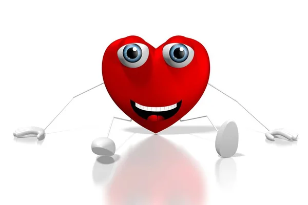 Heart Cartoon Character Isolated White Background — Stock Photo, Image