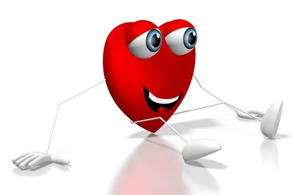 Heart Cartoon Character Isolated White Background — Stock Photo, Image