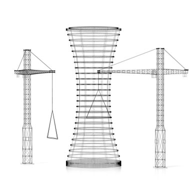 3D inşaat alanında, ofis binası - Tel kafes