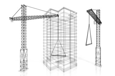 3D inşaat alanında, ofis binası - Tel kafes