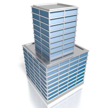 Beyaz arka plan üzerinde - izole 3d ofis binası gibi konular için büyük iş, finans, bankacılık vb..