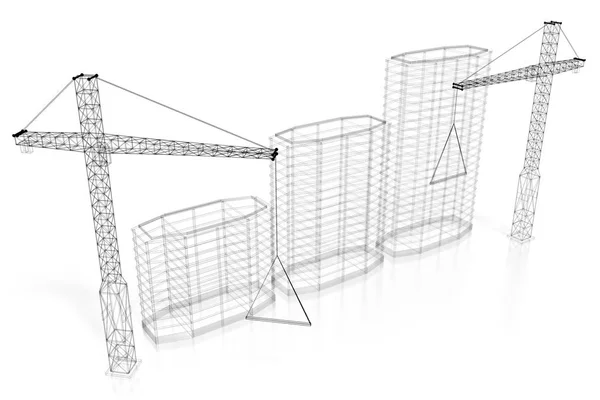 Építési Telek Irodaházak Drótváz — Stock Fotó