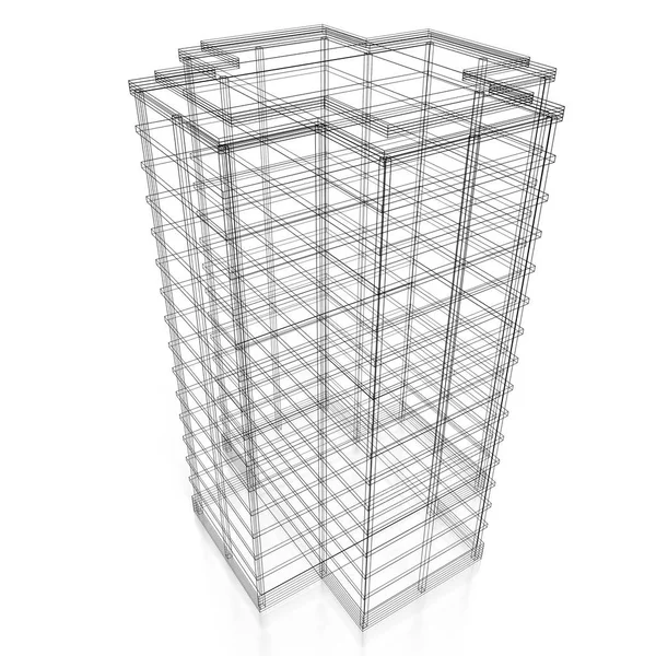 Office Building Wireframe — Stock Photo, Image