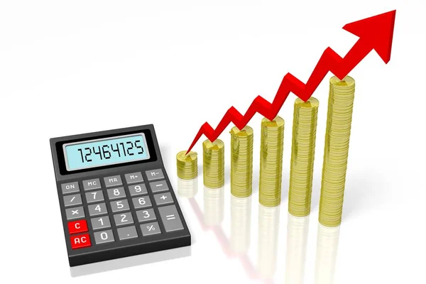 Калькулятор Гроші Графік Зростання Концепція Фінансового Успіху — стокове фото