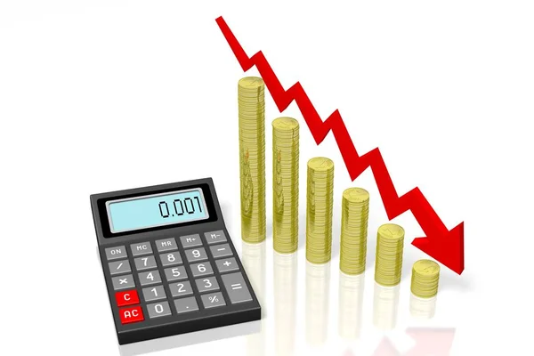 Calulator Money Slope Chart Financial Crisis Concept — Stock Photo, Image