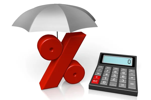 Calculatrice Pourcentage Signe Parapluie Concept Assurance — Photo