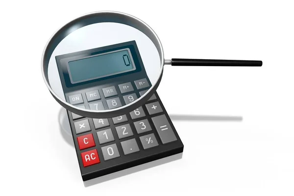 Calculadora Lupa Concepto Investigación — Foto de Stock