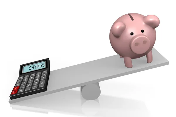 Calulator Piggy Bank Concept Economii — Fotografie, imagine de stoc