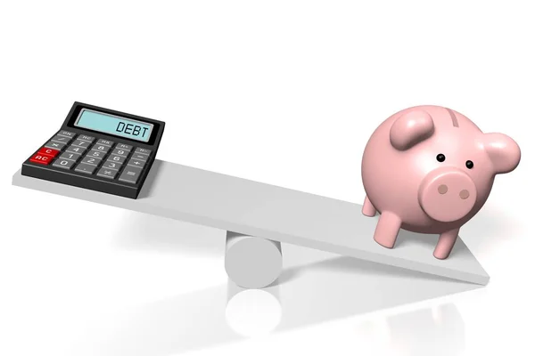 Caluladora Piggy Bank Conceito Poupança — Fotografia de Stock