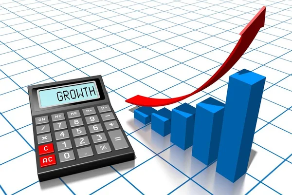Kalkulator Wykres Wzrostu Klucz Sukcesu Finansowego — Zdjęcie stockowe