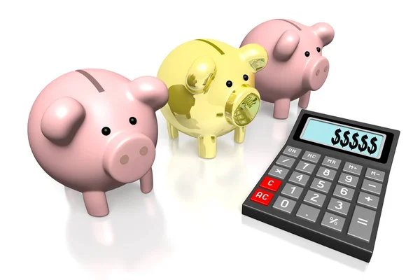 Calulator Piggy Banks Savings Concept — Stock Photo, Image