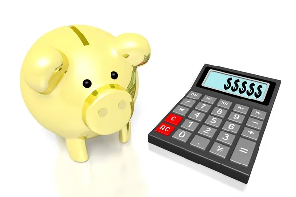 Calulator Piggy Bank Savings Concept — Stock Photo, Image