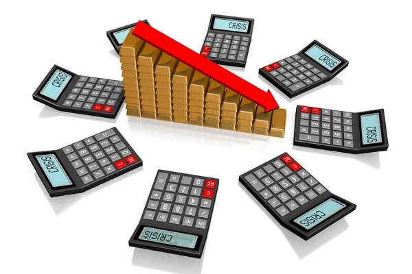 Calulators Chart Krize Koncepce — Stock fotografie