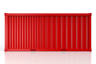Beyaz arka planda - büyük yük taşıma vb gibi konular için izole 3d kırmızı kargo konteyner.