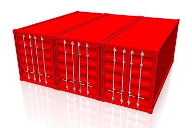 3D Kırmızı kargo konteyner - konular için büyük yük taşıma vb tarihlerde.