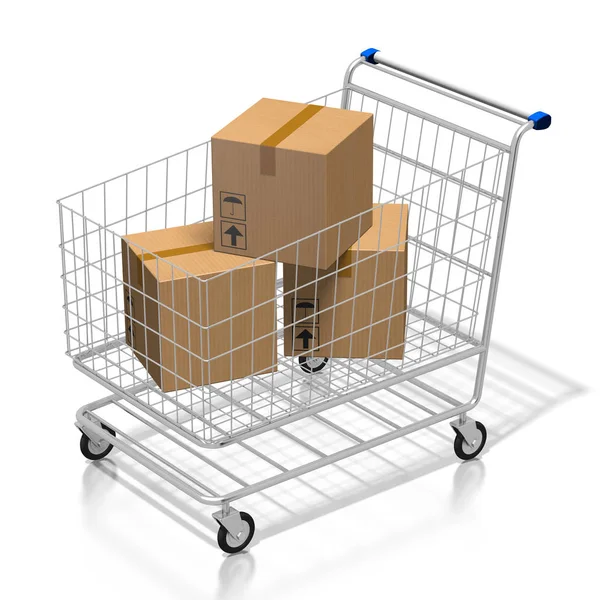 Shopping Cart Packages Great Topics Shopping Etc — Stock Photo, Image