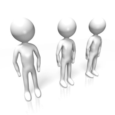 3d üç çizgi film karakterleri beyaz arka plan üzerinde izole.