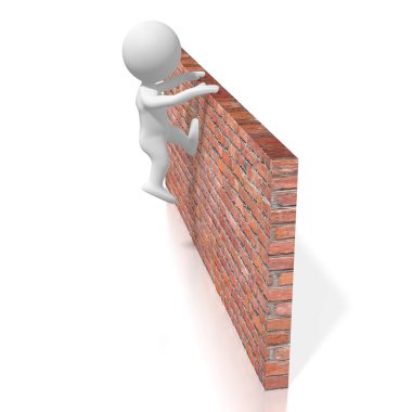 Jumping over wall/ overcoming problem concept