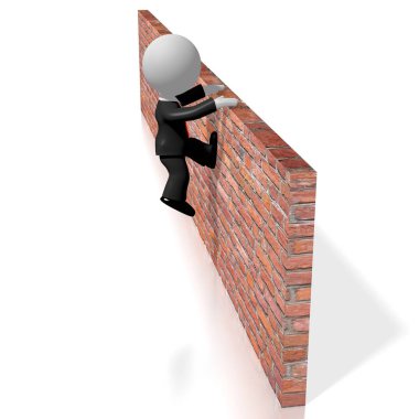 Jumping over wall/ overcoming problem concept