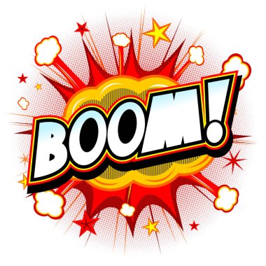 Boom illüstrasyon - kırmızı patlama, beyaz arka plan