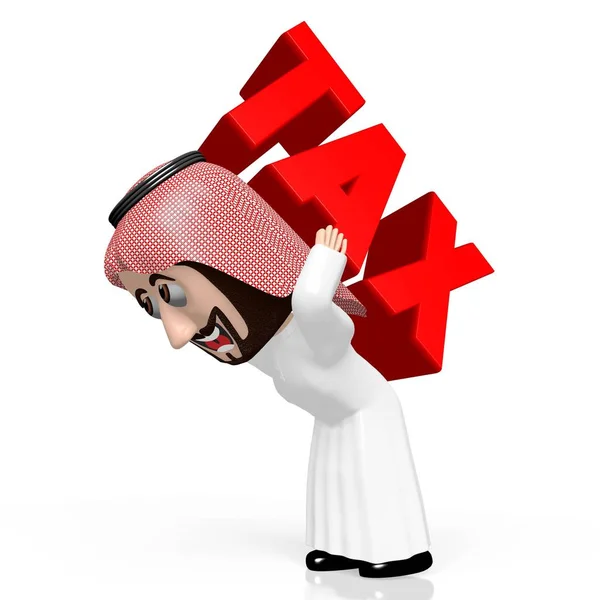 Arab Cartoon Character Tax Concept — Stock Fotó