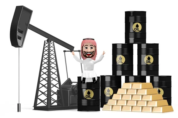 Богатый Арабический Персонаж Нефтяная Скважина — стоковое фото