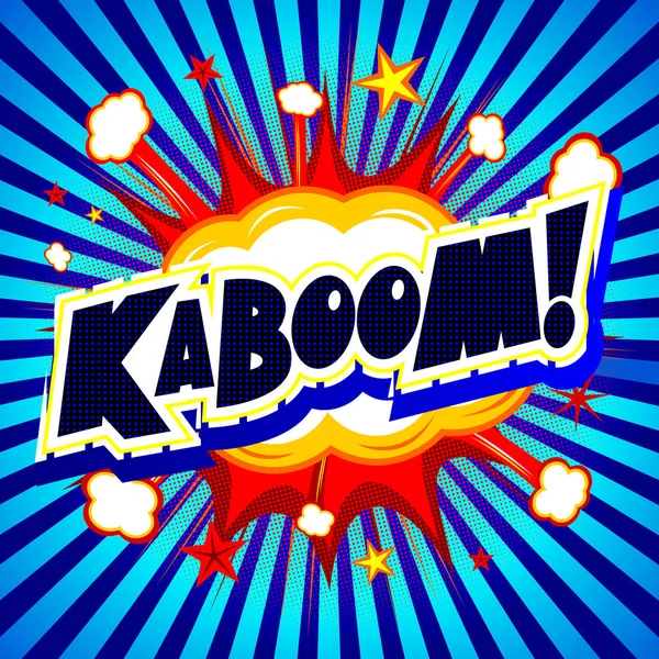 Kaboom Ilustración Explosión Fondo Azul Con Rayas — Foto de Stock