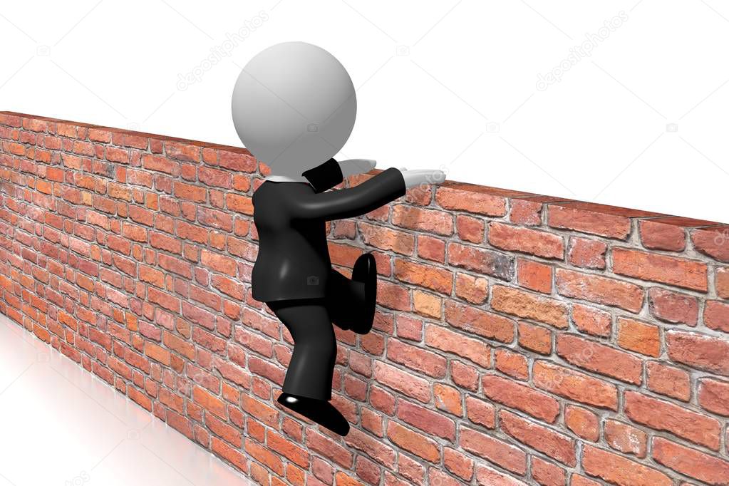 Jumping over wall/ conquering adversity/ overcoming problems concept