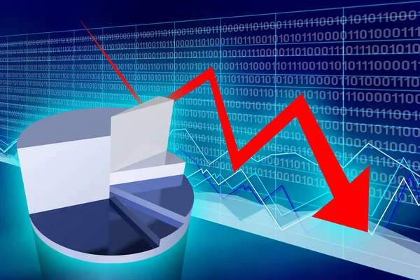 Downwards Arrow Pie Chart Crisis Concept — Stock Photo, Image