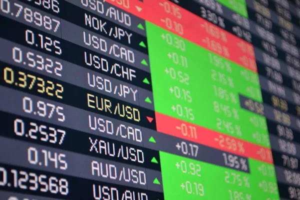 Various Currencies Trade Chart Great Topics Business Finance Stock Trading — Stock Photo, Image