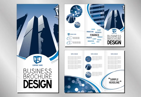Modelo Brochura Três Dobras Para Negócios Formato Edifícios Escritórios Arranha — Vetor de Stock