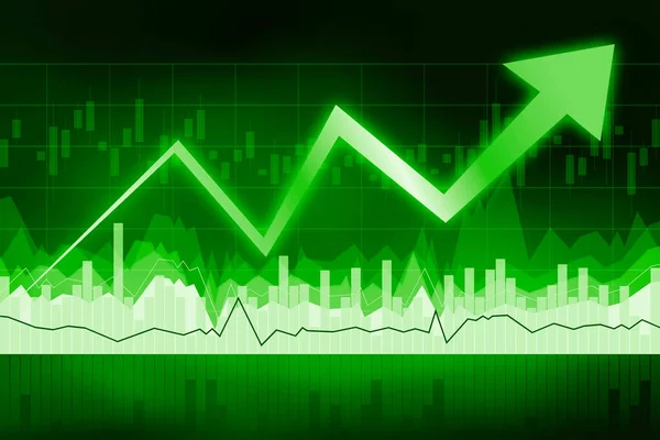 Seta Para Cima Gráfico Fundo Verde — Fotografia de Stock